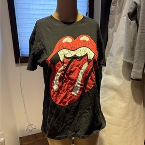Black T-Shirt with Red Tongue Graphic